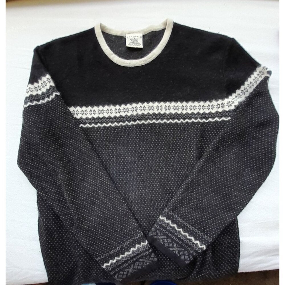 Vtg Womens Small Fair Isle Nordic Snowflake Holiday Wool Angora Soft Sweater
